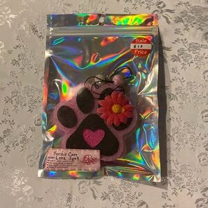 Pink and Black Paw freshie with Flower